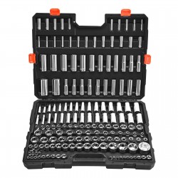 Galvučių rinkinys, 163 vnt., 9,5/6,4/12,7 mm, SAE ir metrinės, chromuotas CR-V plienas
