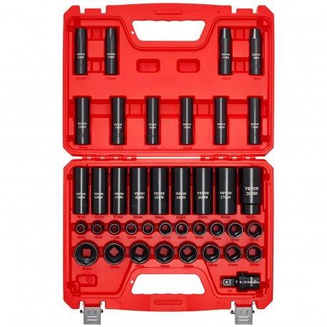 Smūginių galvučių rinkinys 39vnt, 6 briaunų, 9-30mm, Cr-V plienas